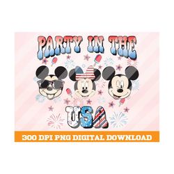 Party In The USA Png, American Flag Mouse png, Mickey png, 4th of July png,  4th July Sublimation Png, USA png, Sublimat