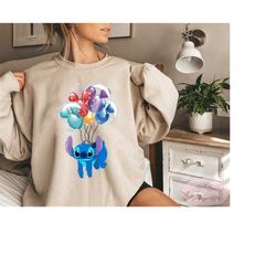 stitch balloon sweashirt, balloon sweatshirt, balloon stitch shirt, stitch sweatshirt, lilo and stitch balloons shirt, d