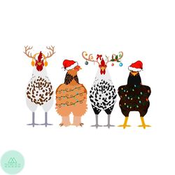 Funny Chickens Reindeer Cute Farmer Christmas PNG File