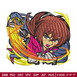 Himura Kenshin embroidery design, Himura Kenshin embroidery, Logo design, anime design, anime shirt, Digital download