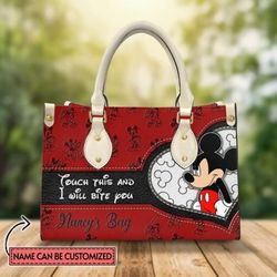 Custom Name I Will Bite You Mickey Leather Bag,Disney Lovers Handbag,Mickey Bags