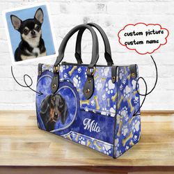 Custom Picture Dog/Cat/Pet Leather Bags,Custom Name HandBag,Personalized Women Bags And Purse