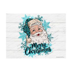 Santa Merry Christmas PNG, Santa Png, Christmas Png, Santa, Merry,Christmas,Snowflake,Sublimation, Believe,leopard, Turq