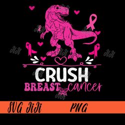 Crush Breast Cancer PNG, Breast Cancer Awareness T-rex PNG