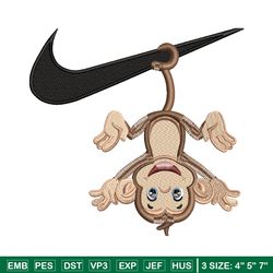 Monkey Nike logo embroidery design, Monkey Nike embroidery, Nike design, logo shirt, Embroidery file, Instant download.