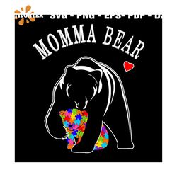 Momma Bear Autism Awareness Svg, Autism Svg, Momma Svg, Bear Svg, Heart Svg, Puzzle Svg, Awareness Day Svg, Colored Puzz