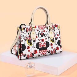 Cute Minnie Icons Handbag, Anniversary Mickey Handbag, Disney Leatherr Handbag