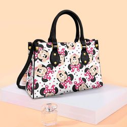 Cute Pinky Minnie Icons Handbag, Anniversary Mickey Handbag, Disney Leatherr Handbag