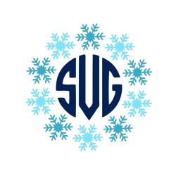 Snowflake SVG, Christmas SVG, Snowflake Monogram SVG, Digital Download, Cut File, Sublimation, Clip Art (individual svg/