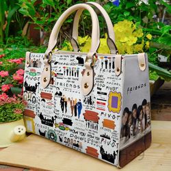 Friends Sticker Collection Leather Bag Women Leather Hand Bag, Women Leather Bag, Music Trending Handbag