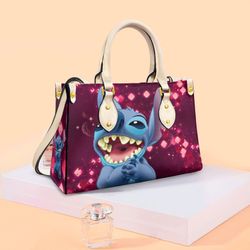 Personalized Stitch Hearts Collection Handbag, Anniversary Stitch Handbag, Disney Leatherr Handbag