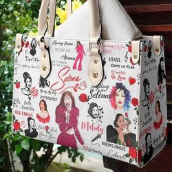 Selena Quintanilla Song Collection Leather Bag Women Leather Hand Bag, Personalized Handbag, Women Leather Bag