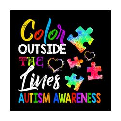 Autism Awareness Colour Outside The Line Svg, Autism Svg, Colour Svg, The Line Svg, Heart Svg, Puzzle Svg, Awareness Day
