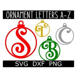 Monogram SVG/DXF/PNG Alphabet, Christmas Ornament Letters Alphabet, Digital Download, Cut File, Clip Art, 26 svg/dxf/png
