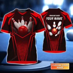 customized men s red bowling ball 3d tshirt - perfect gift for bowlers