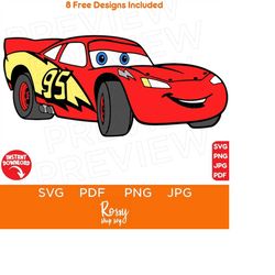 Lightning McQueen Cars Vector Svg, Cars SVG, Lightning McQueen Svg, Clipart Disneyland ears Svg Cut file Cricut Layered