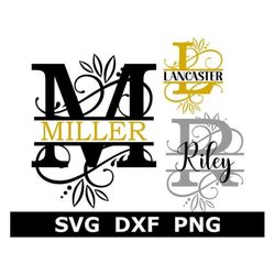 Split Monogram SVG/DXF/PNG, Split Flourish Frame Alphabet, Digital Download, Cut Files, Engraving, 26 individual svg/dxf