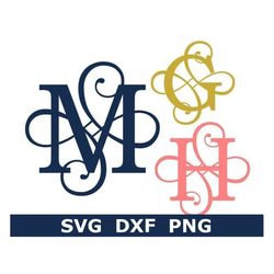 Monogram SVG/DXF/PNG, Fancy Flourish Letters, Alphabet, Digital Download, Cut Files, Engraving, Sublimation, 26 svg/dxf/