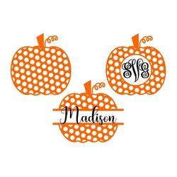 Pumpkin SVG, Polka Dot Pumpkin Frames SVG, Halloween, Digital Download, Cut File, Sublimation, Clip Art (individual 3 sv