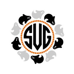 Ghost SVG, Ghost Monogram Frame SVG, Halloween SVG, Digital Download, Cut File, Sublimation, Clip Art (individual svg/dx