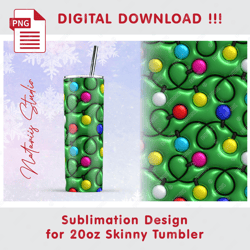trendy 3d inflated puff christmas bubble pattern - seamless sublimation pattern - 20oz skinny tumbler - full wrap