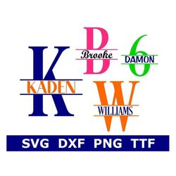 Split Monogram SVG  TTF Alphabet, Split Monogram Font, School Monogram, Digital Download, Cut Files, 36 svg/png/dxf file