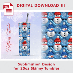 Trendy 3D Inflated Puff Christmas Bubble Pattern - Seamless Sublimation Pattern - 20oz SKINNY TUMBLER - Full Wrap