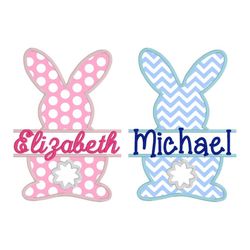 easter bunny applique design, machine embroidery, bunny tail name frame, 3 sizes, digital download (dst, exp, hus, jef,