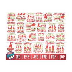 Christmas Gnome Quotes SVG Bundle / 25 Designs / Free Commercial Use / Cut Files for Cricut / Silhouette Studio / Clipar