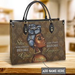 Black Woman Leather Bag, Black Woman Handbag, Custom Leather Bag, Woman Handbag