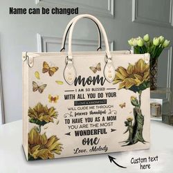Mothers Day Gift Personalized Leather Bag Handbag, Mothers Day Handbag, Custom Leather Bag, Woman Handbag