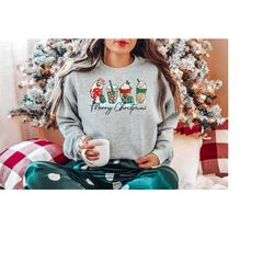 Christmas Coffee Sweatshirt, Merry Christmas, Christmas Sweatshirt, Coffee Lover Gift Worker Winter Christmas Snowman La