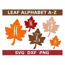 Leaf Monogram SVG/DXF/PNG, Leaf Fancy Letters Alphabet, Digital Download, Cut File, Sublimation, Clip Art, 26 svg/dxf/pn