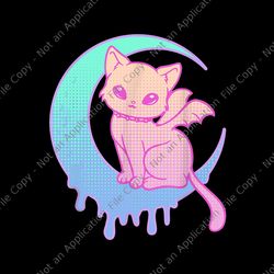 Pastel Kawaii Cat With Moon Png, Pastel Kawaii Cat Png, Cat Png