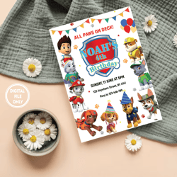 Personalized File Paw Party Invite Puppy Invitation Pawty Patrol Birthday Invitation Puppy Invite PNG File Only