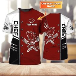 personalized chef 3d tshirt: funny cook shirt & unique chef gifts