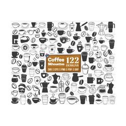 122 Coffee Silhouettes SVG Bundle / Silhouette / Cut File / Clipart / Printable / Vector | Decal | Stencil | Digital Fil