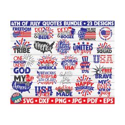 4th of July Quotes SVG Bundle / 23 designs / Free Commercial Use / Cut Files for Cricut / clipart / printable / vector /