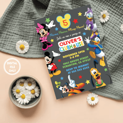 Personalized File Clubhouse Birthday Invitation, Mickey Invitation, Clubhouse Invitation, Mickey Invite, Clubhouse, Than