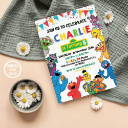 Personalized File Birthday Invitation | Sesame Street Birthday Invitations, Sesame Street png | For Boy and Girl Kids in