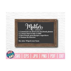 Funny Mom Definition SVG / Mom Dictionary Sign SVG / Mother's Day SVG / Free Commercial Use / Cut File for Cricut / Inst