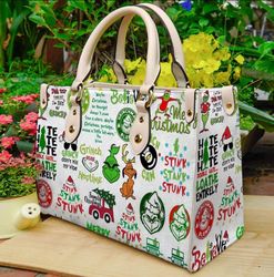 Grinch Christmas Leather Bag,Grinch Women Bags And Purses,Grinch Lovers Handbag