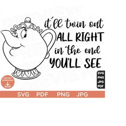 Mrs. Potts SVG Princess Ears, The beauty and the beast ,Disneyland SVG, cut file layered by color, Cut file Cricut, Silh
