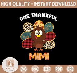 One Thankful Mimi Turkey Fall Floral Leopard PNG Printable File | Thanksgiving PNG | Sublimation Digial Download