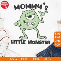 Mommy's Little Monster Mike Wazowski Svg Monsters Inc SVG Boo Sully Disneyland Ears Clipart Cut File Layered Color Cut f