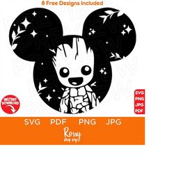 baby groot svg disneyland ears, the guardians of the galaxy superheroes svg cut file cricut silhouette, family vacation
