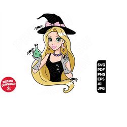Rapunzel Halloween SVG witch princess png clipart , cut file layered by color