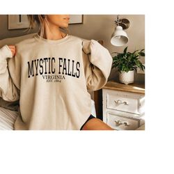 Mystic Falls Virginia Est. 1864 Sweatshirt,  Salvatore Sweat, Stefan Sweat, Damon Sweater, Sweaters for Virginia, Cute G