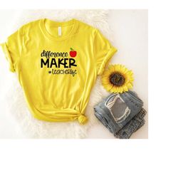 Difference maker teacher tshirt, teacher life, teach love inspire shirt, back to school shirt, first grade teacher shirt
