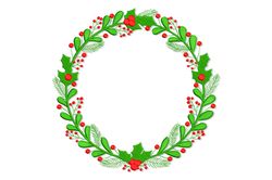 Christmas Wreath Embroidery Design. Christmas Monogram frame machine embroidery file